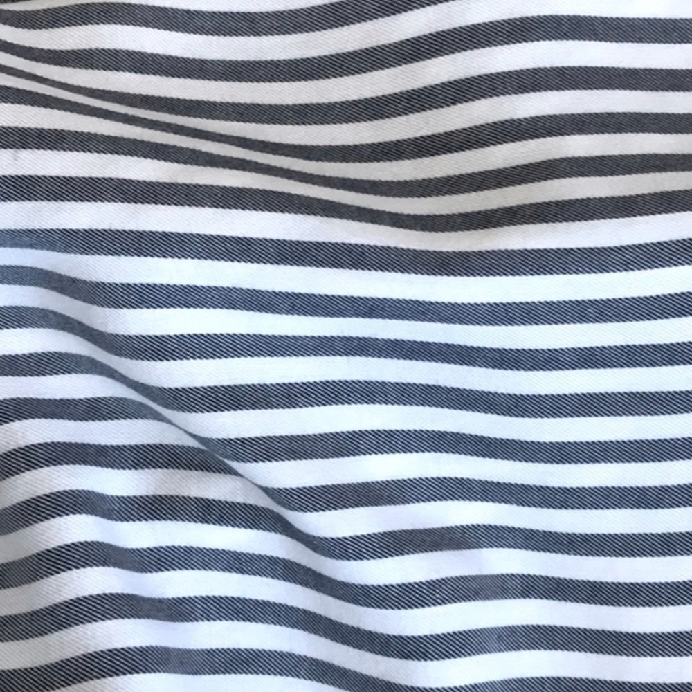 beachlunchlounge Blue-Grey & White Stripe Rayon Button Down Boyfriend Shirt S/P - Picture 7 of 14